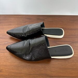 Black Patent Leather Slip-On Mules